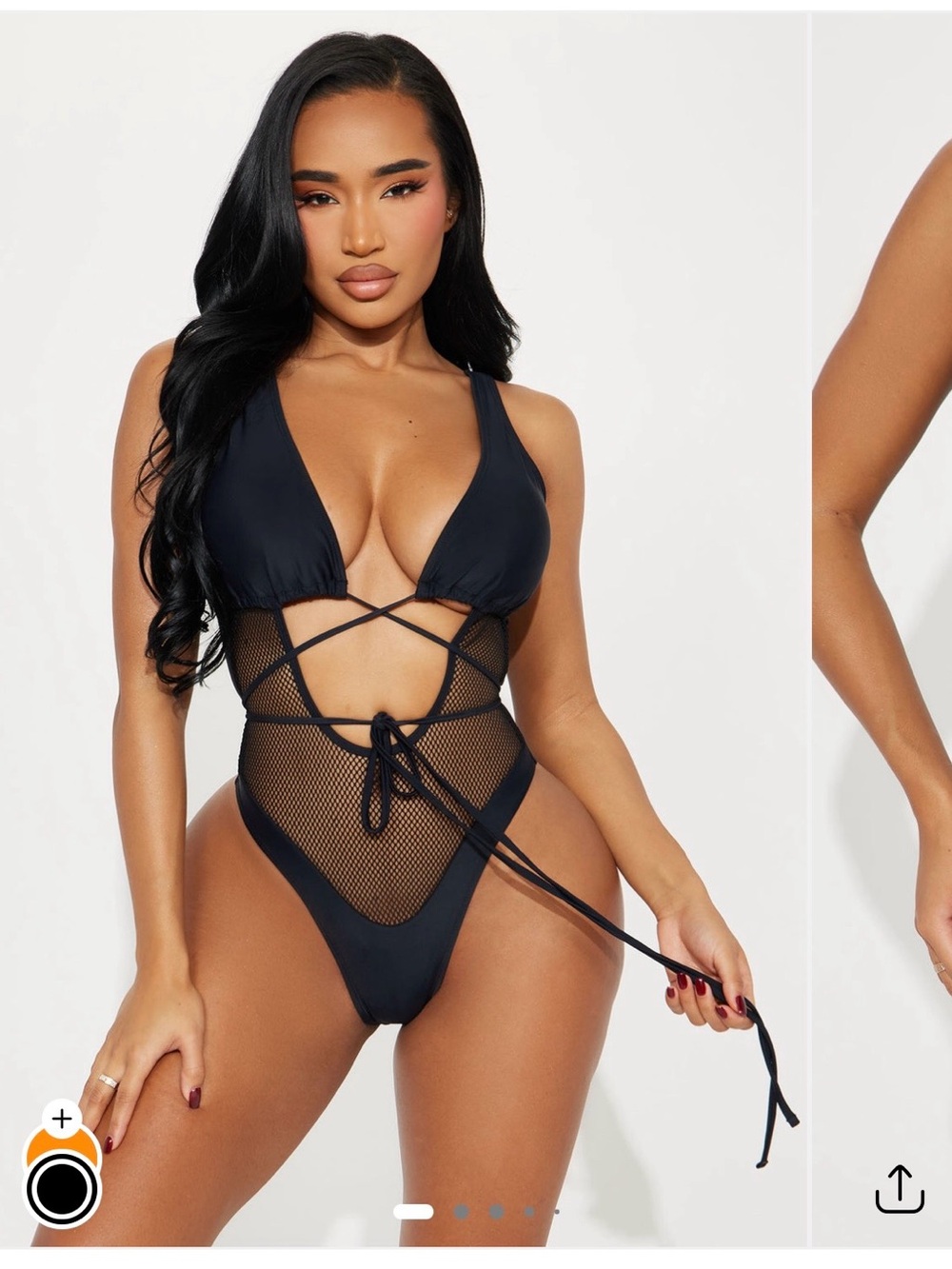 Fashion Nova Black Mesh Strappy One-Piece Swim